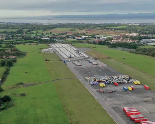 Aerial view of temporary storage